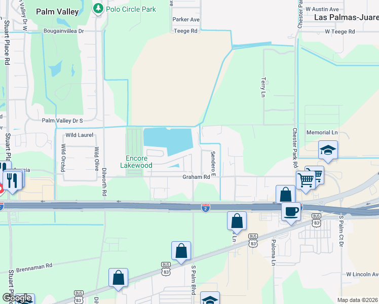 map of restaurants, bars, coffee shops, grocery stores, and more near 205 Pocahontas Drive in Harlingen