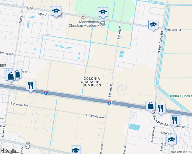 map of restaurants, bars, coffee shops, grocery stores, and more near 131 East Nebraska Road in Alamo