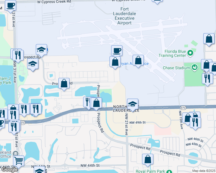 map of restaurants, bars, coffee shops, grocery stores, and more near 2259 Northwest 52nd Court in Tamarac