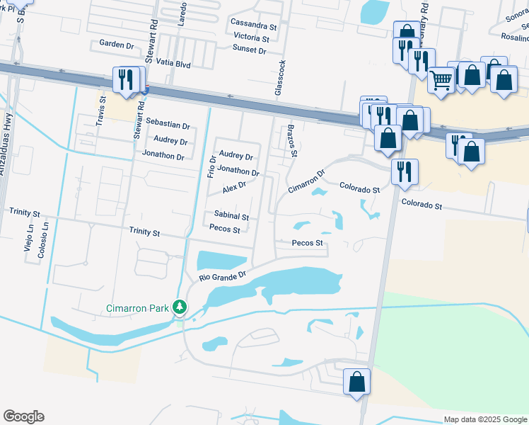 map of restaurants, bars, coffee shops, grocery stores, and more near 1115 Rio Balsas in Mission