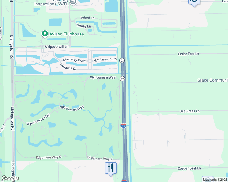 map of restaurants, bars, coffee shops, grocery stores, and more near 444 Glen Meadow Lane in Naples