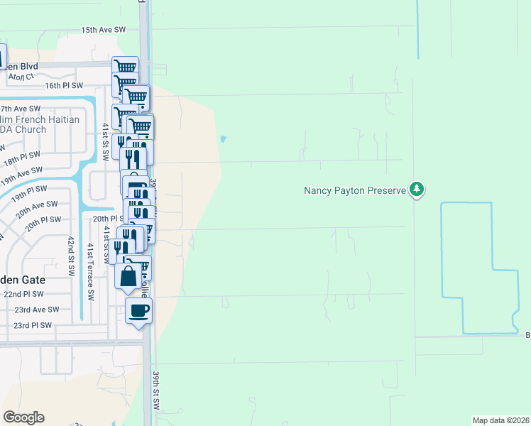 map of restaurants, bars, coffee shops, grocery stores, and more near 3671 21st Avenue Southwest in Naples
