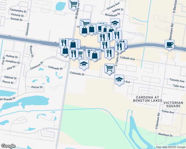 map of restaurants, bars, coffee shops, grocery stores, and more near 7 Colorado Street in Mission