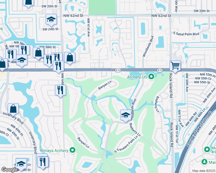 map of restaurants, bars, coffee shops, grocery stores, and more near 5818 Australian Pine Drive in Tamarac