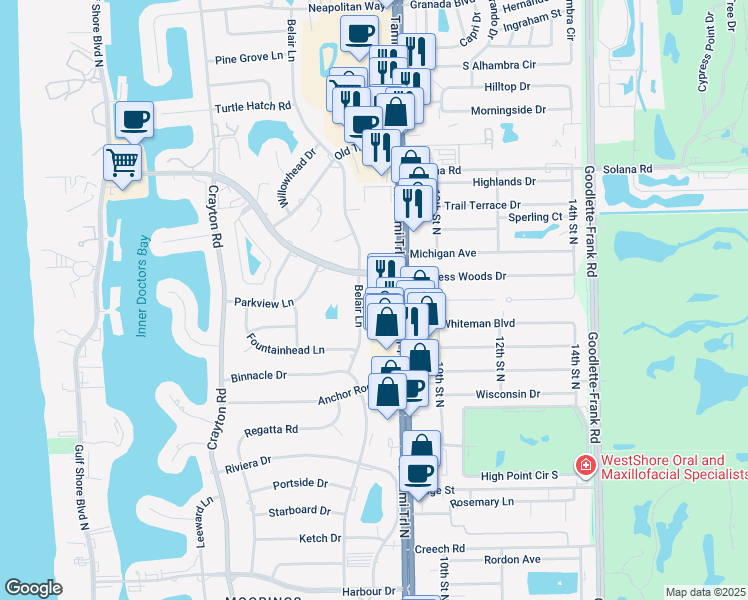 map of restaurants, bars, coffee shops, grocery stores, and more near 3734 Rachel Lane in Naples