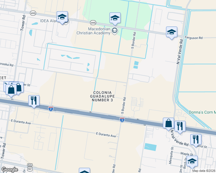map of restaurants, bars, coffee shops, grocery stores, and more near 131 East Nebraska Road in Alamo
