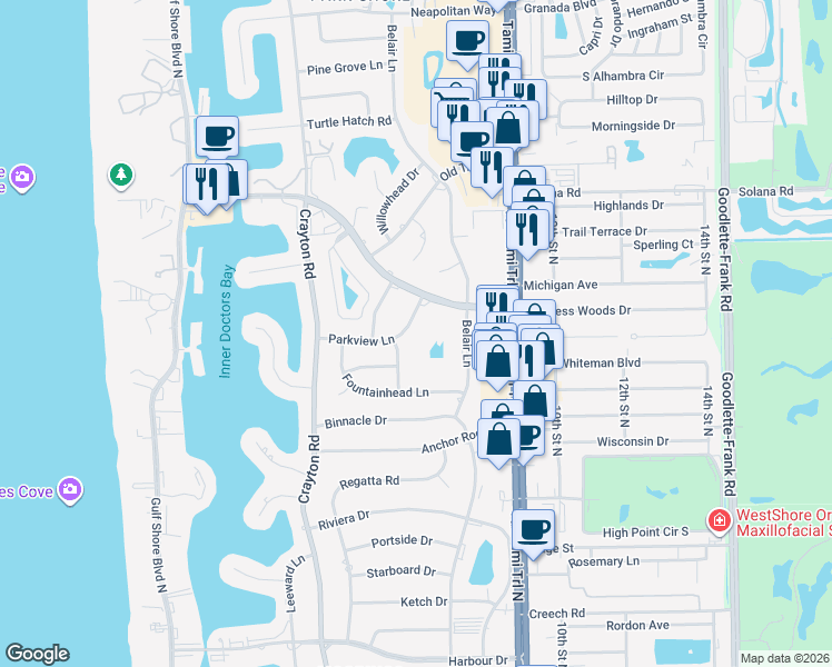 map of restaurants, bars, coffee shops, grocery stores, and more near in Naples