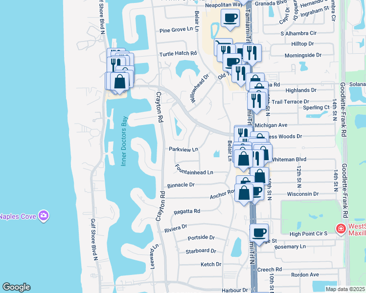 map of restaurants, bars, coffee shops, grocery stores, and more near in Naples