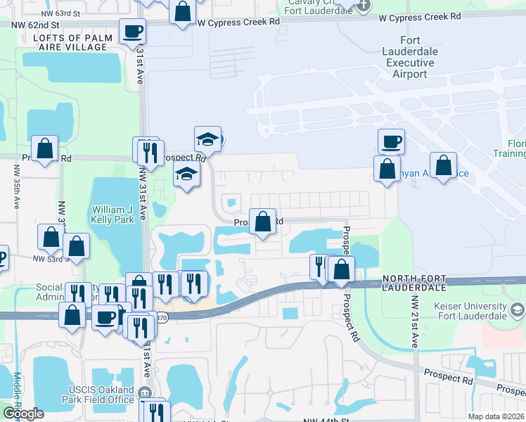 map of restaurants, bars, coffee shops, grocery stores, and more near 5219 Northwest 28th Avenue in Fort Lauderdale