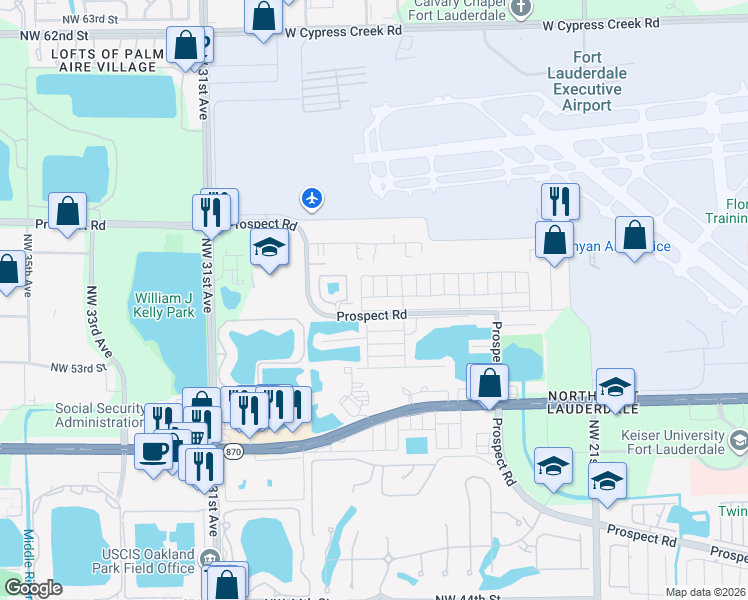 map of restaurants, bars, coffee shops, grocery stores, and more near 5219 Northwest 28th Avenue in Fort Lauderdale
