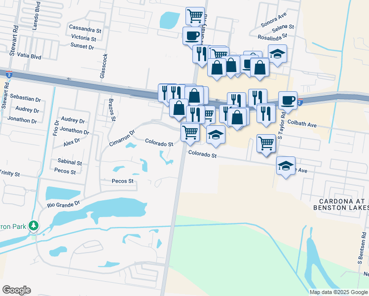 map of restaurants, bars, coffee shops, grocery stores, and more near 907 South Shary Road in Mission