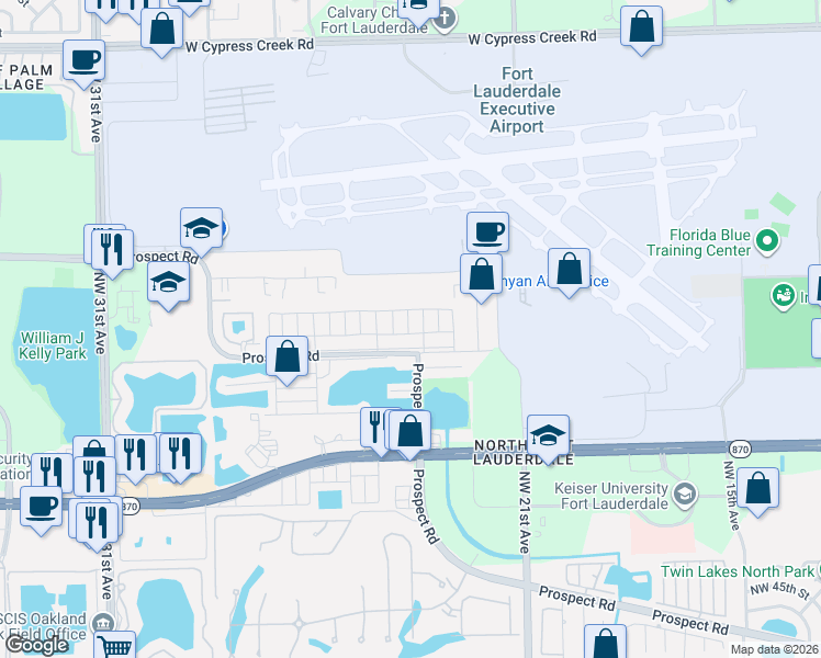map of restaurants, bars, coffee shops, grocery stores, and more near 2310 Northwest 55th Street in Fort Lauderdale