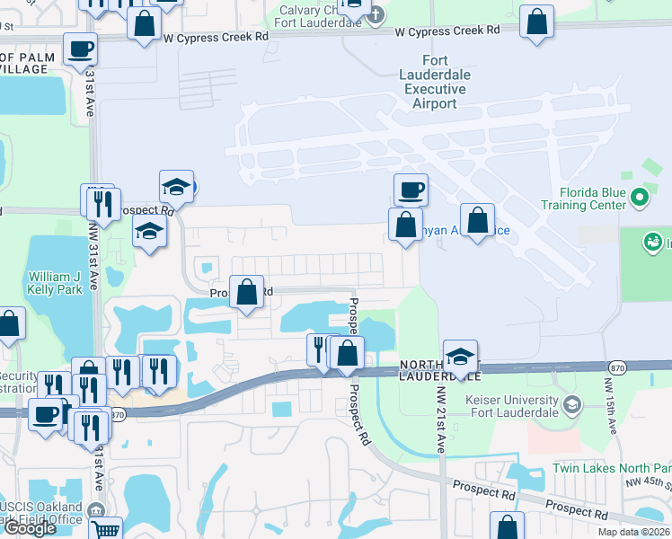 map of restaurants, bars, coffee shops, grocery stores, and more near 2506 Northwest 55th Street in Fort Lauderdale