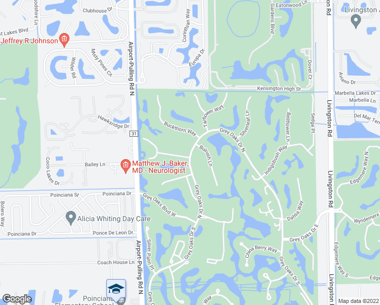 map of restaurants, bars, coffee shops, grocery stores, and more near 2501 Spicebush Lane in Naples