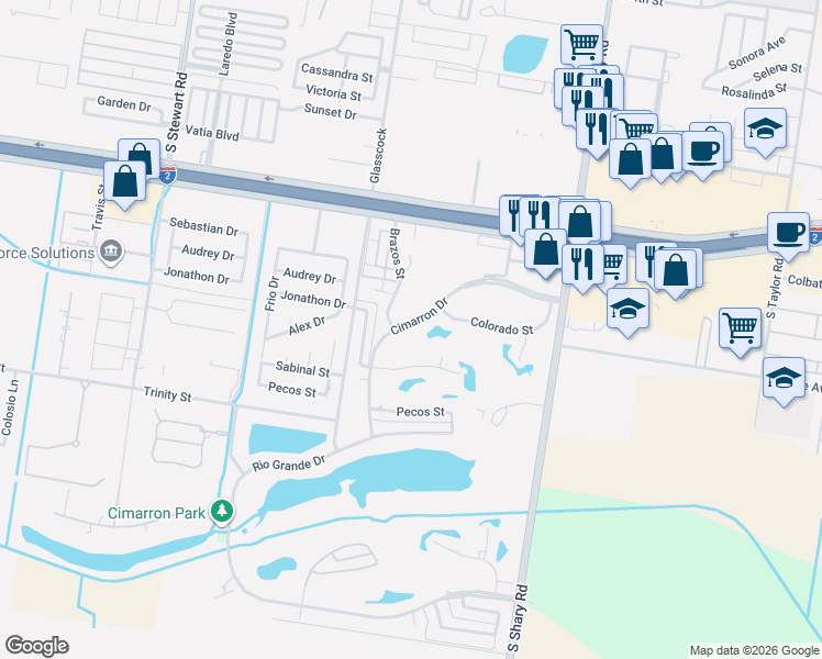 map of restaurants, bars, coffee shops, grocery stores, and more near 817 Cimarron Drive in Mission