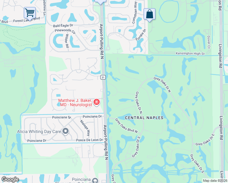 map of restaurants, bars, coffee shops, grocery stores, and more near 2520 Day Lily Pl in Naples