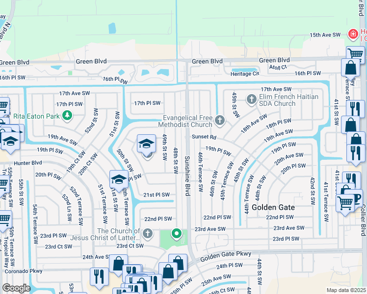 map of restaurants, bars, coffee shops, grocery stores, and more near 1910 48th Street Southwest in Naples