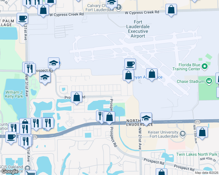 map of restaurants, bars, coffee shops, grocery stores, and more near 2310 Northwest 55th Street in Fort Lauderdale