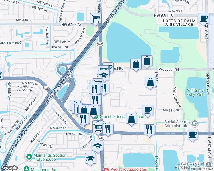 map of restaurants, bars, coffee shops, grocery stores, and more near 5430 U.S. 441 in Fort Lauderdale