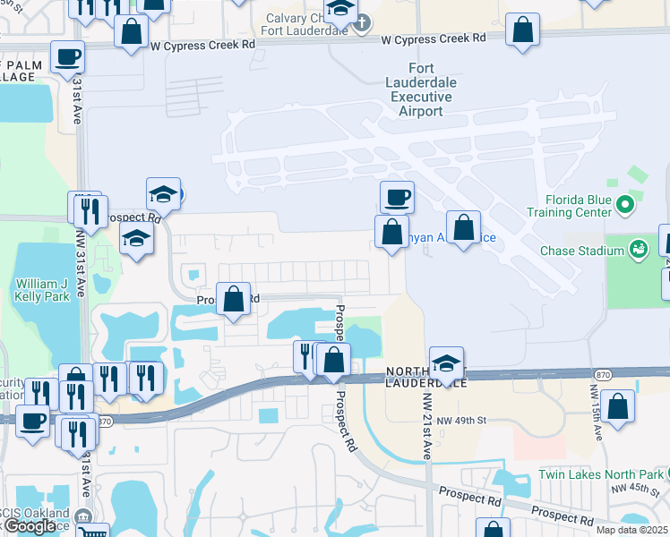 map of restaurants, bars, coffee shops, grocery stores, and more near 2310 Northwest 55th Street in Fort Lauderdale