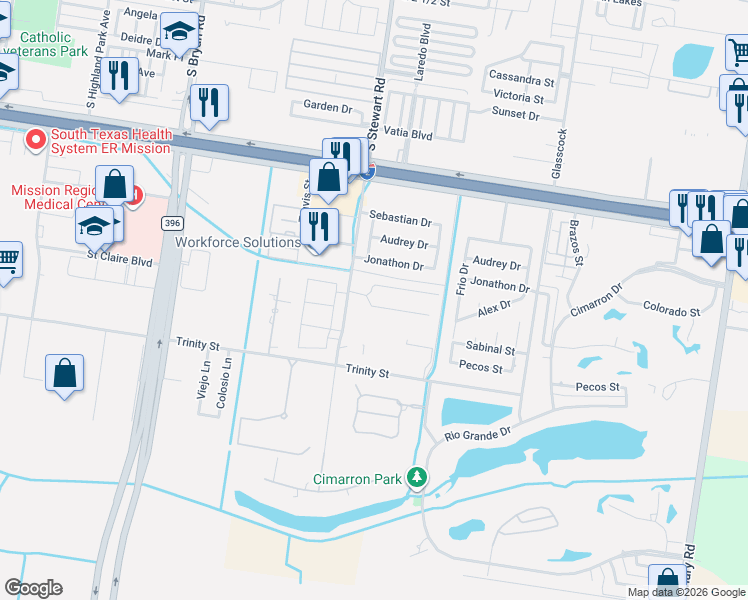 map of restaurants, bars, coffee shops, grocery stores, and more near 1605 Oak Drive in Mission