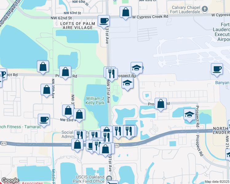map of restaurants, bars, coffee shops, grocery stores, and more near 5500 Northwest 31st Avenue in Fort Lauderdale