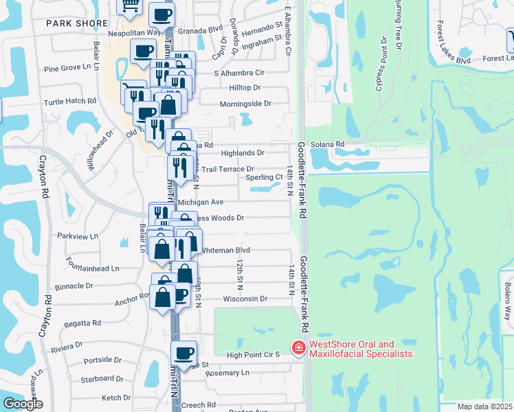 map of restaurants, bars, coffee shops, grocery stores, and more near 1251 Cypress Woods Drive in Naples