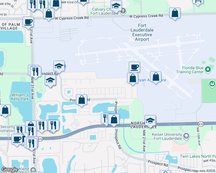 map of restaurants, bars, coffee shops, grocery stores, and more near 2506 Northwest 55th Street in Fort Lauderdale