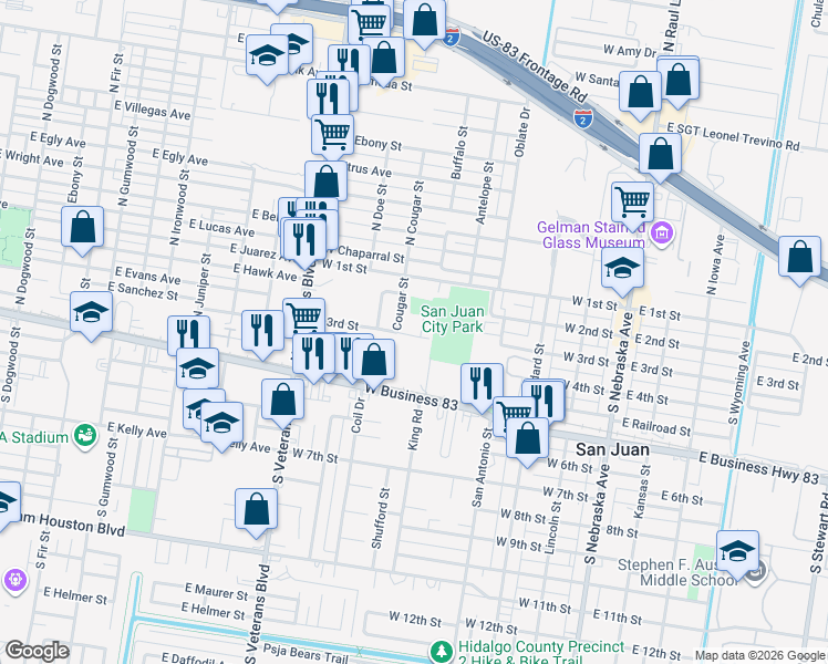 map of restaurants, bars, coffee shops, grocery stores, and more near 607 West 3rd Street in San Juan