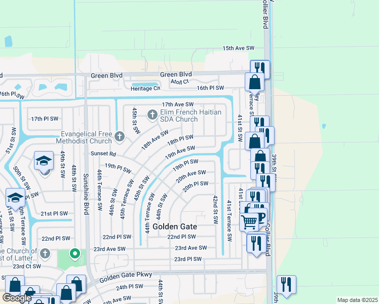 map of restaurants, bars, coffee shops, grocery stores, and more near 4320 19th Avenue Southwest in Naples
