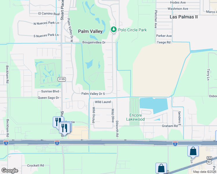 map of restaurants, bars, coffee shops, grocery stores, and more near 5124 Grande Circle in Harlingen