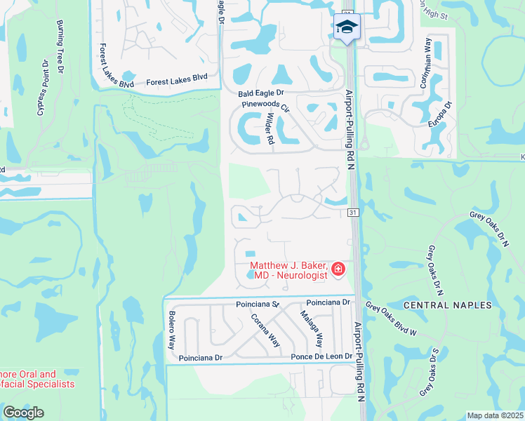 map of restaurants, bars, coffee shops, grocery stores, and more near 2563 Hawksridge Drive in Naples
