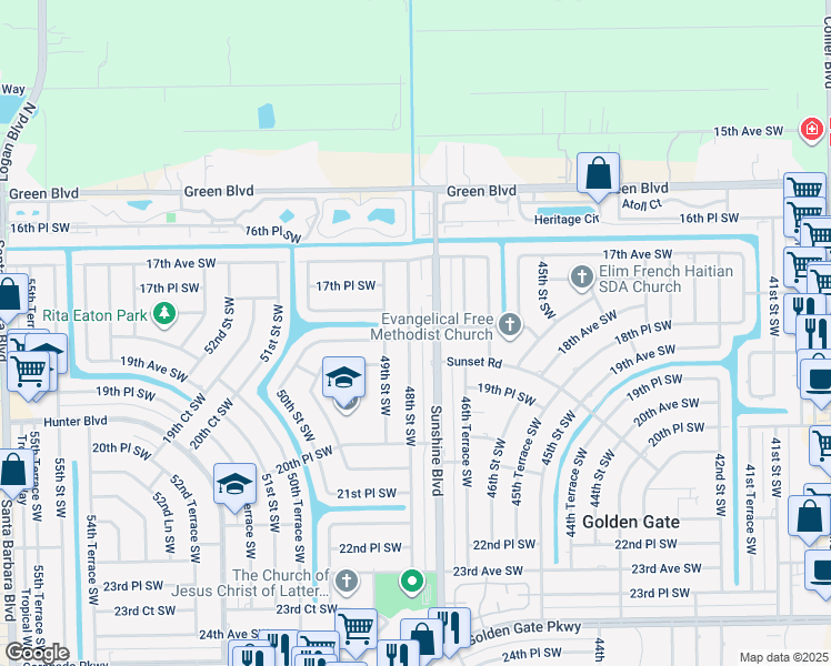 map of restaurants, bars, coffee shops, grocery stores, and more near 1842 48th St SW in Naples