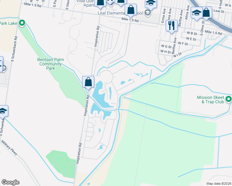 map of restaurants, bars, coffee shops, grocery stores, and more near 1523 River Bend Drive in Mission