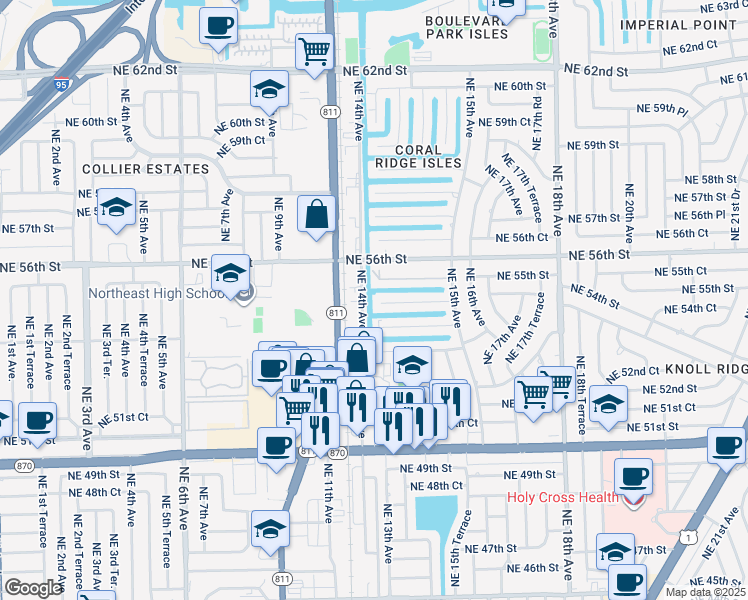 map of restaurants, bars, coffee shops, grocery stores, and more near 5397 Northeast 14th Avenue in Fort Lauderdale