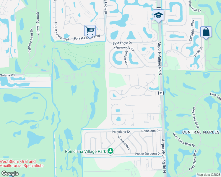 map of restaurants, bars, coffee shops, grocery stores, and more near 2235 Hawksridge Drive in Naples