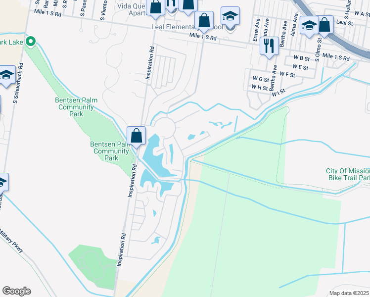 map of restaurants, bars, coffee shops, grocery stores, and more near 5 Oasis Drive in Mission