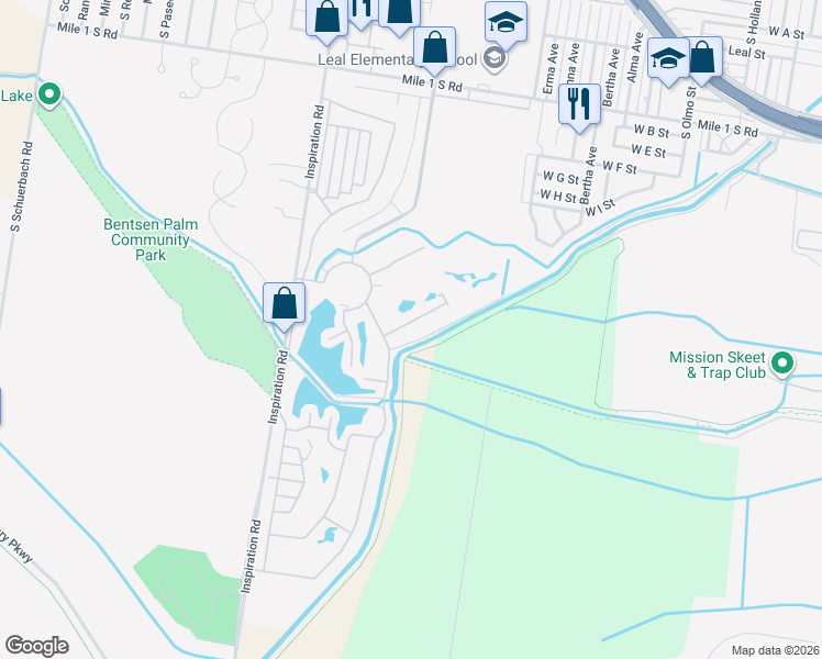 map of restaurants, bars, coffee shops, grocery stores, and more near 5 Oasis Drive in Mission