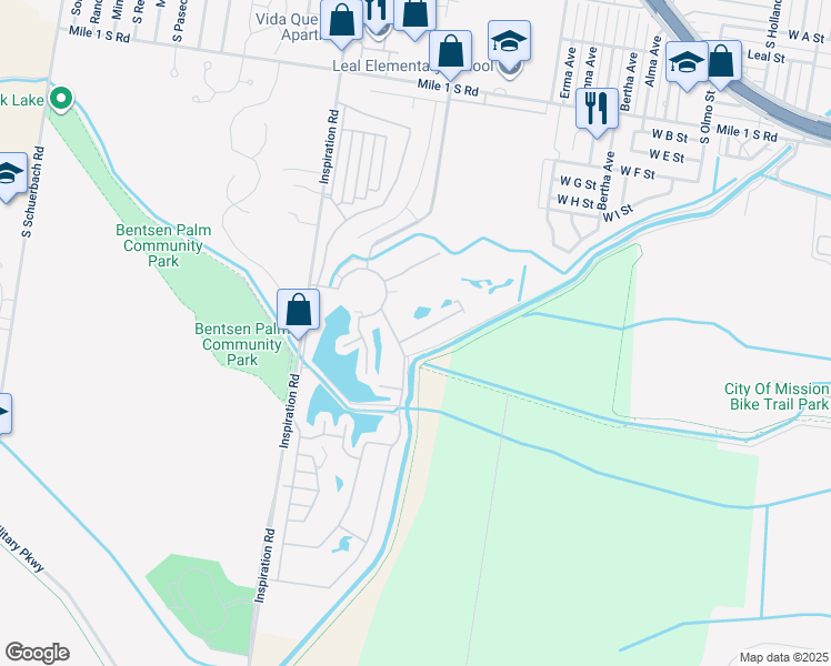 map of restaurants, bars, coffee shops, grocery stores, and more near 5 Oasis Drive in Mission