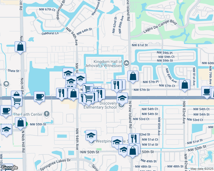 map of restaurants, bars, coffee shops, grocery stores, and more near 9058 Plymouth Place in Tamarac