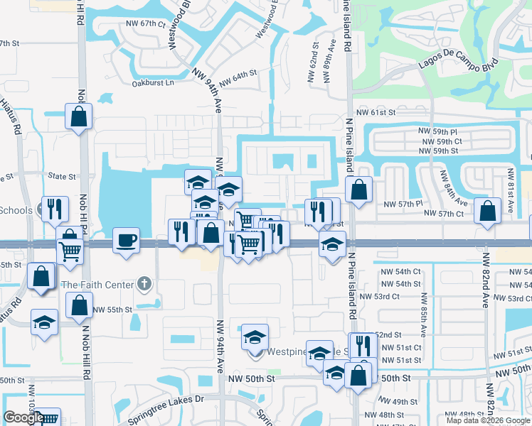 map of restaurants, bars, coffee shops, grocery stores, and more near 9158 Whistable Walk in Tamarac