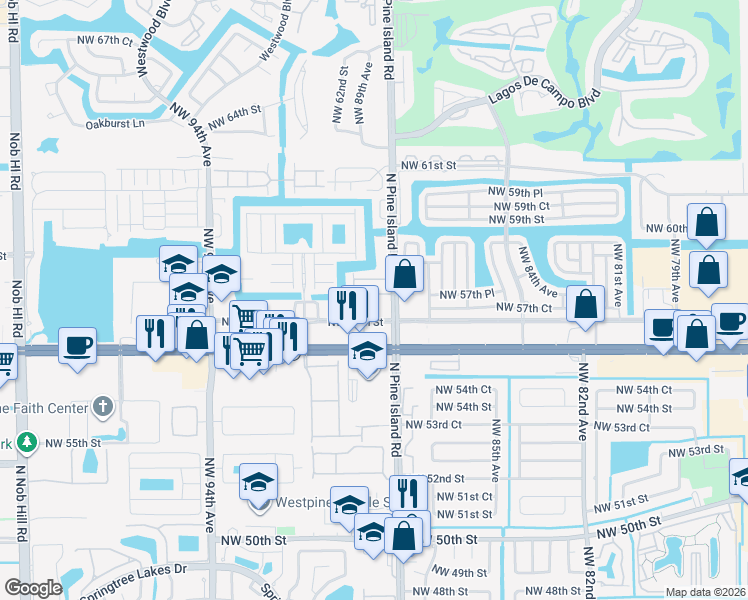 map of restaurants, bars, coffee shops, grocery stores, and more near 8835 South Isles Circle in Tamarac