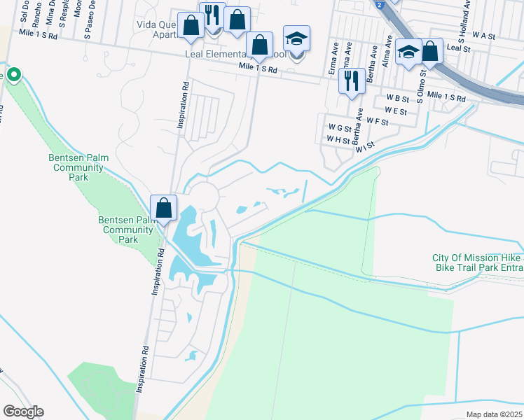 map of restaurants, bars, coffee shops, grocery stores, and more near 1523 Oasis Drive in Mission