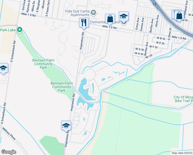 map of restaurants, bars, coffee shops, grocery stores, and more near 1504 River Bend Drive in Mission
