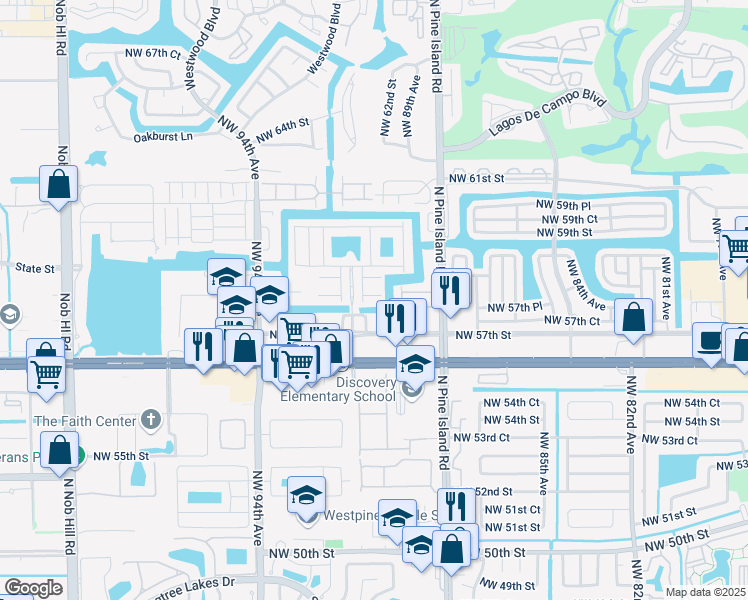 map of restaurants, bars, coffee shops, grocery stores, and more near 9058 Plymouth Place in Tamarac
