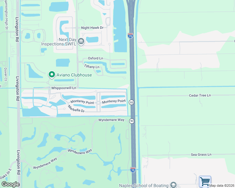 map of restaurants, bars, coffee shops, grocery stores, and more near 6521 Monterey Point in Naples