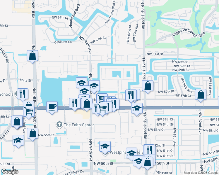 map of restaurants, bars, coffee shops, grocery stores, and more near 9153 Whistable Walk in Tamarac