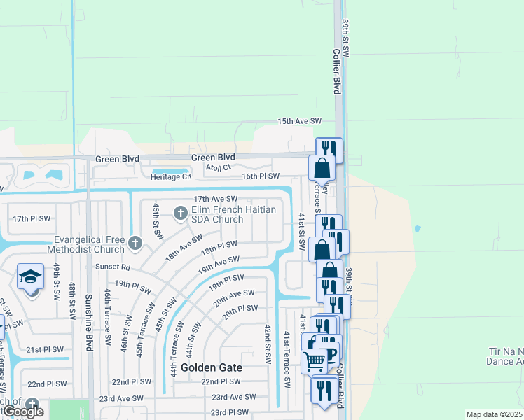 map of restaurants, bars, coffee shops, grocery stores, and more near 1772 42nd Street Southwest in Naples