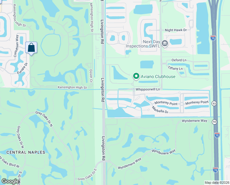 map of restaurants, bars, coffee shops, grocery stores, and more near 6729 Marbella Lane in Naples
