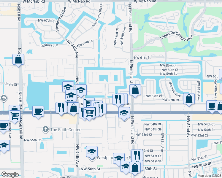 map of restaurants, bars, coffee shops, grocery stores, and more near 5900 Royal Way in Tamarac